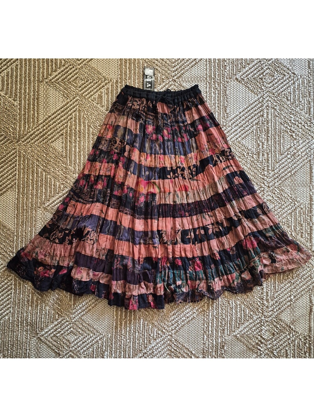 Vintage 90s India Cotton Gauze Patchwork Skirt Whimsigoth Fairy Grunge